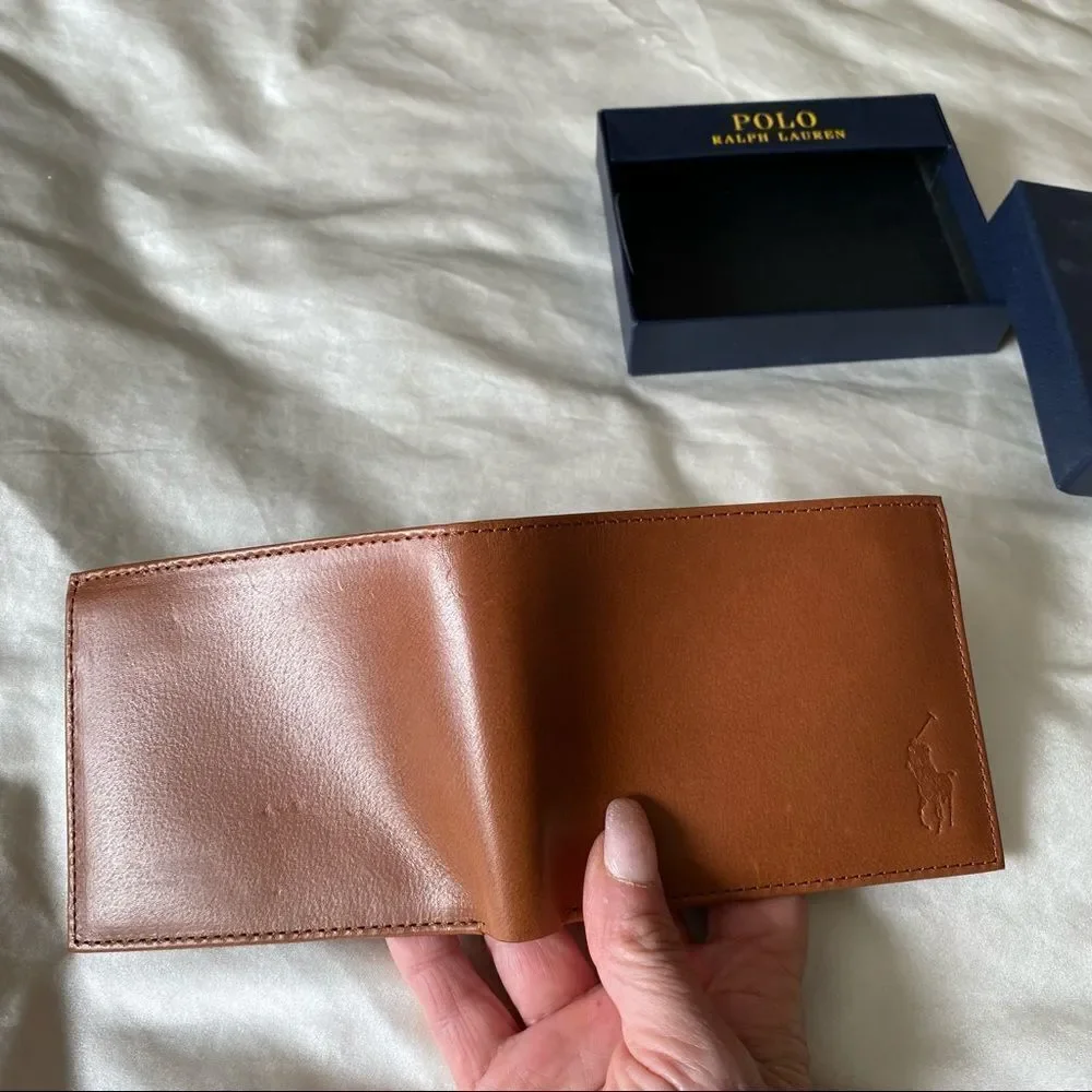 NEW Polo Ralph Lauren Tan Bio Fold Leather Wallet